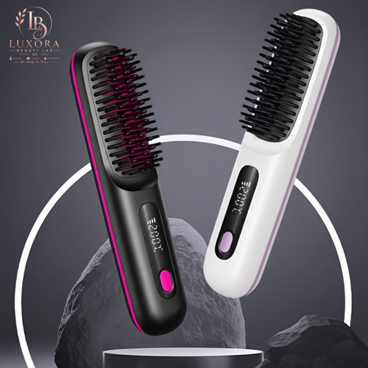 Luxora Beauty Lab SA™ Portable Cordless Hair Straightener Brush – Sleek Hair, Anywhere