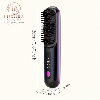 Luxora Beauty Lab SA™ Portable Cordless Hair Straightener Brush – Sleek Hair, Anywhere