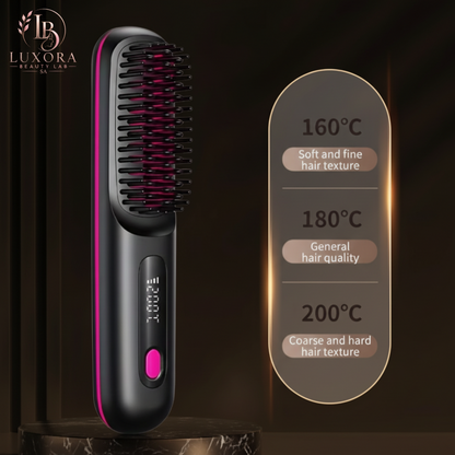 Luxora Beauty Lab SA™ Portable Cordless Hair Straightener Brush – Sleek Hair, Anywhere
